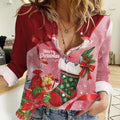 Pink Galah Cockatoo Christmas Australia Women Casual Shirt Aussie Xmas Sock Coquette Bow