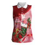 Pink Galah Cockatoo Christmas Australia Women Sleeveless Polo Shirt Aussie Xmas Sock Coquette Bow
