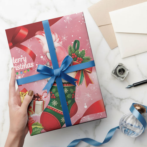 Pink Galah Cockatoo Christmas Australia Wrapping Paper Aussie Xmas Sock Coquette Bow