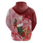 Pink Galah Cockatoo Christmas Australia Zip Hoodie Aussie Xmas Sock Coquette Bow