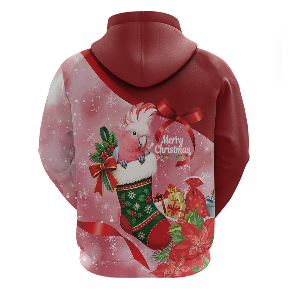 Pink Galah Cockatoo Christmas Australia Zip Hoodie Aussie Xmas Sock Coquette Bow