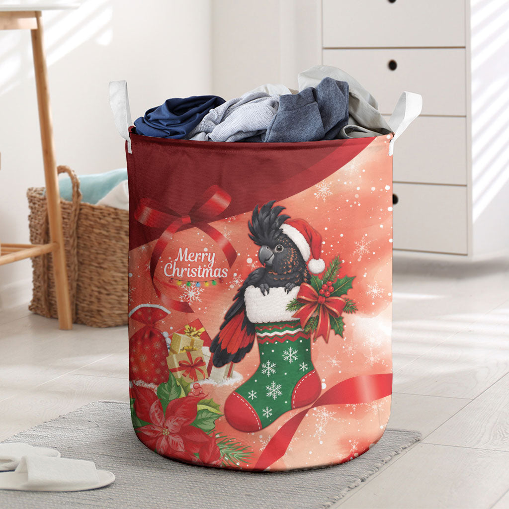 Black Cockatoo Christmas Australia Laundry Basket Aussie Xmas Sock Coquette Bow