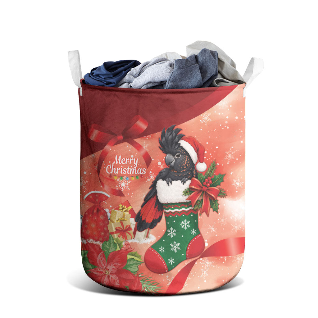 Black Cockatoo Christmas Australia Laundry Basket Aussie Xmas Sock Coquette Bow