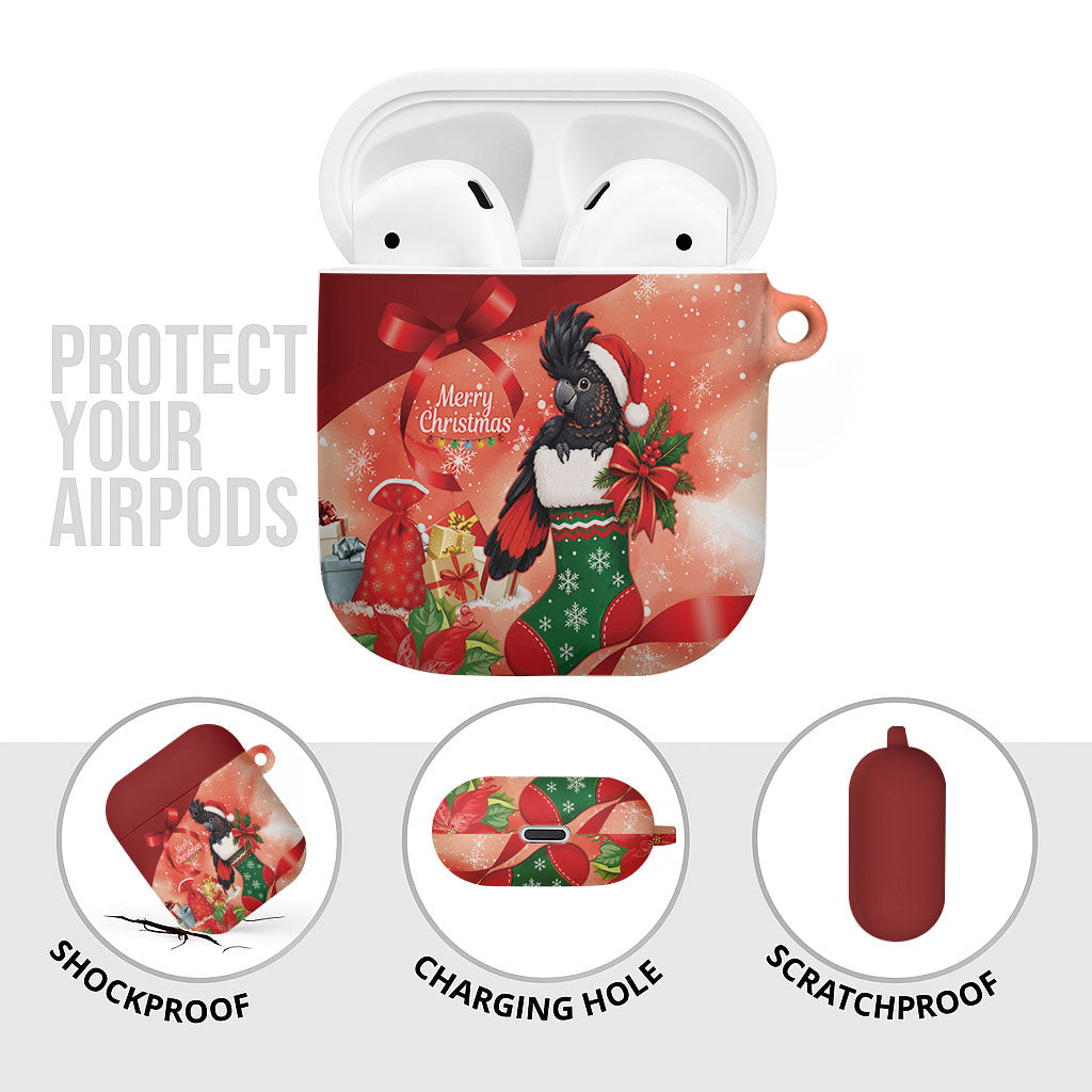Black Cockatoo Christmas Australia AirPods Case Aussie Xmas Sock Coquette Bow