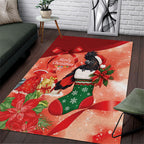 Black Cockatoo Christmas Australia Area Rug Aussie Xmas Sock Coquette Bow