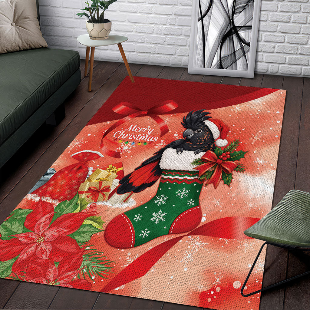 Black Cockatoo Christmas Australia Area Rug Aussie Xmas Sock Coquette Bow