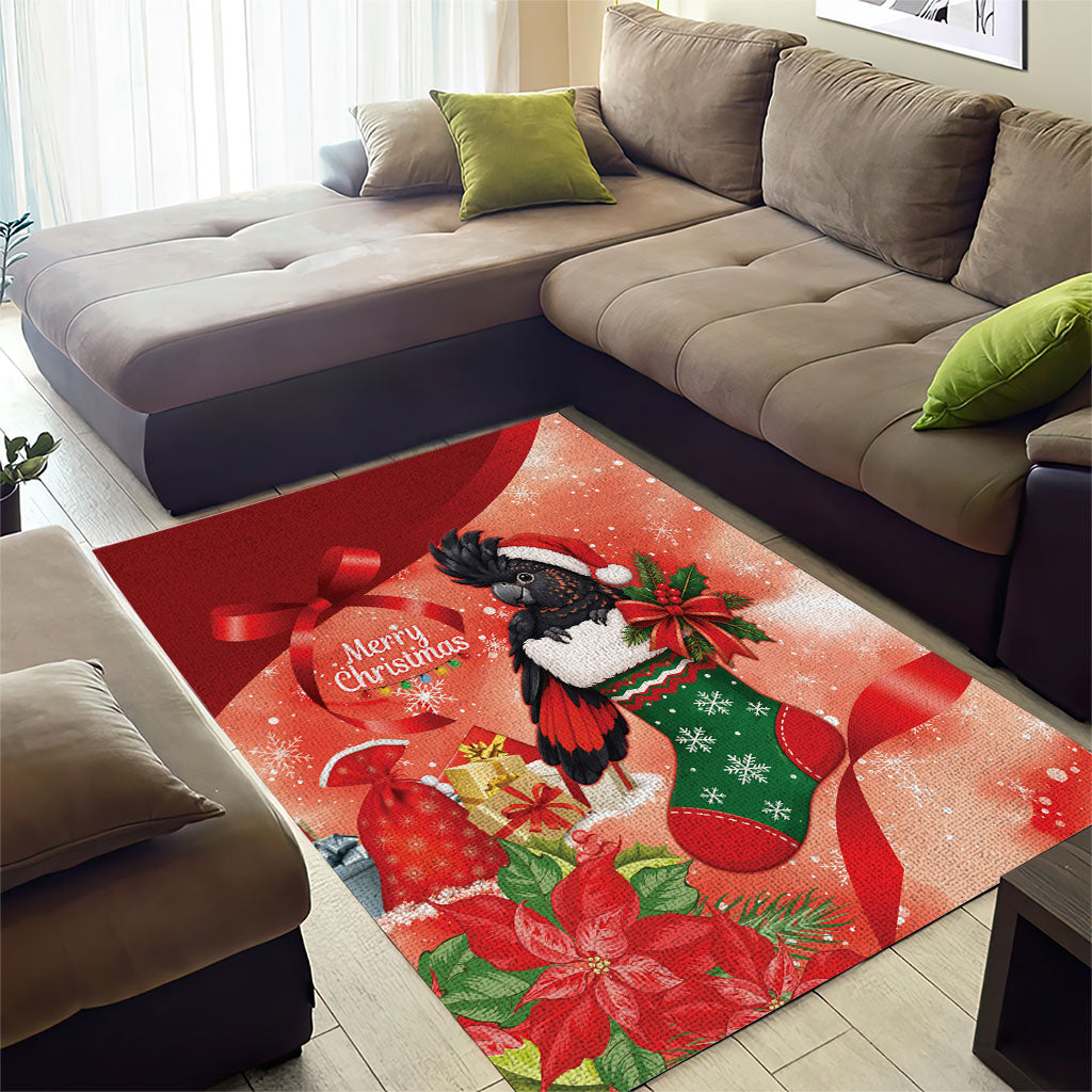 Black Cockatoo Christmas Australia Area Rug Aussie Xmas Sock Coquette Bow