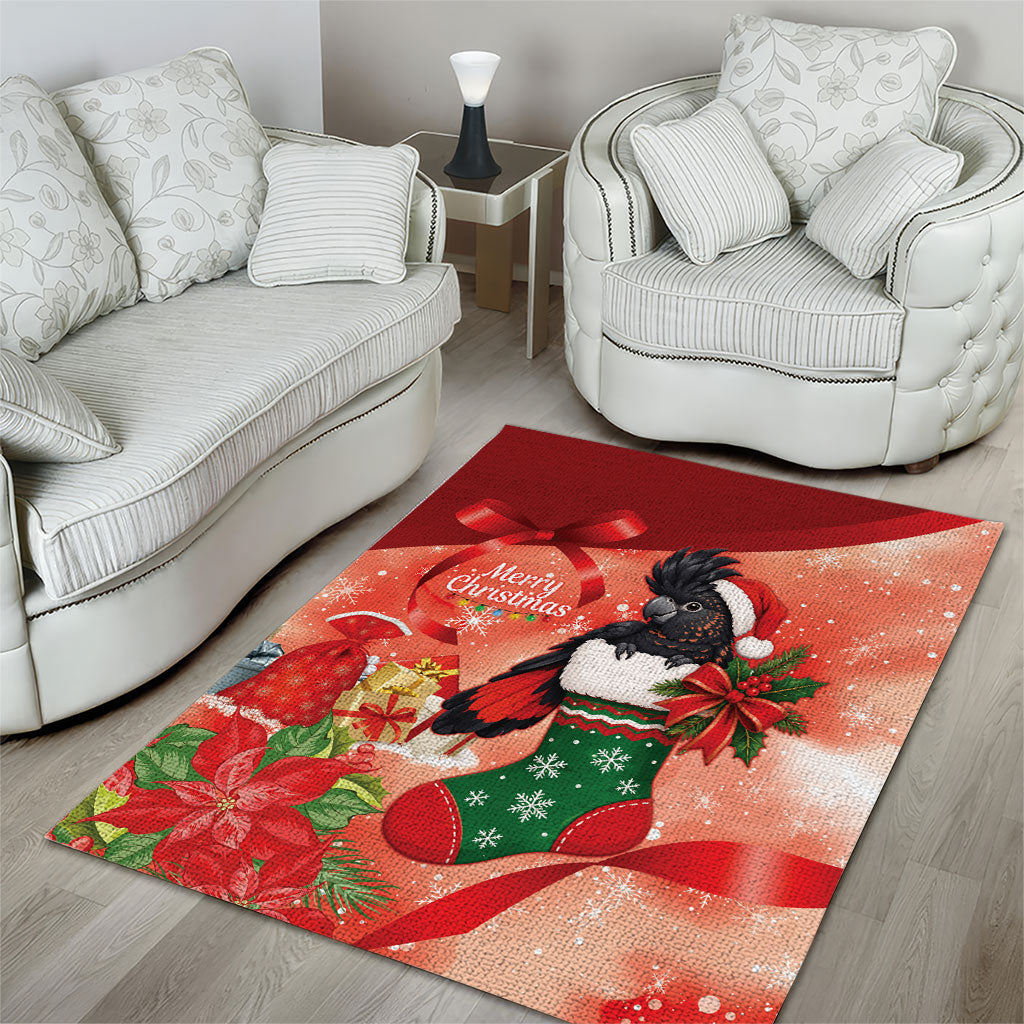 Black Cockatoo Christmas Australia Area Rug Aussie Xmas Sock Coquette Bow