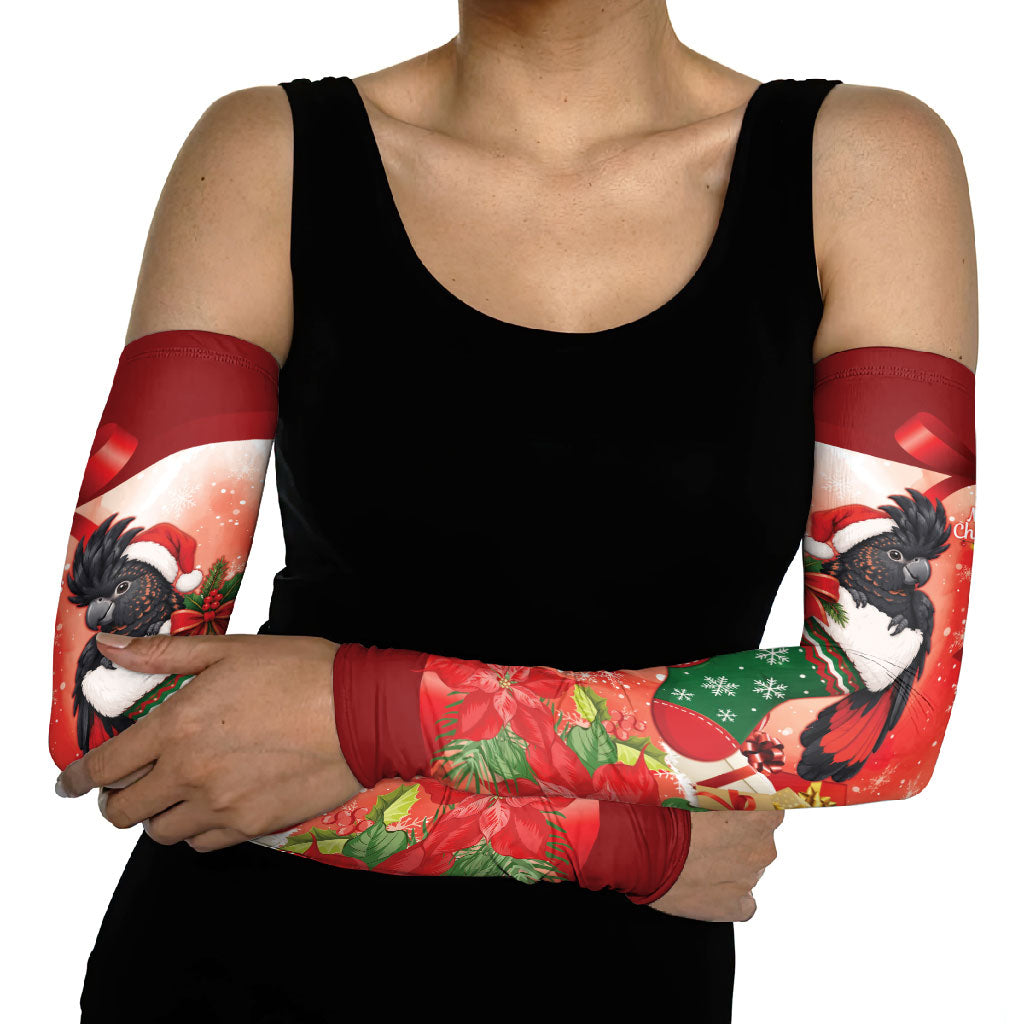 Black Cockatoo Christmas Australia Arm Sleeves Aussie Xmas Sock Coquette Bow