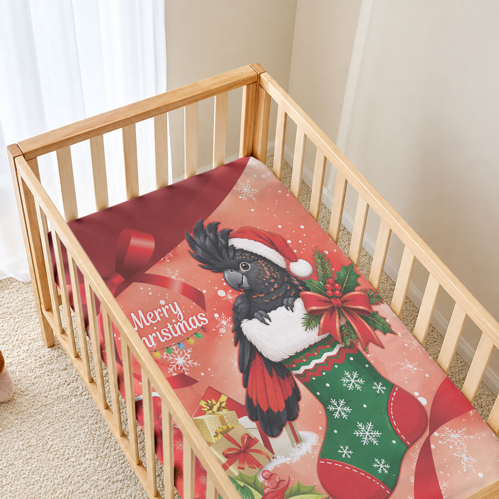 Black Cockatoo Christmas Australia Baby Bed Cover Aussie Xmas Sock Coquette Bow