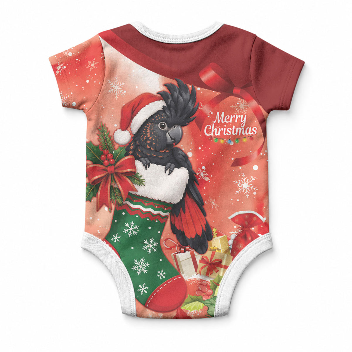 Black Cockatoo Christmas Australia Baby Onesie Aussie Xmas Sock Coquette Bow
