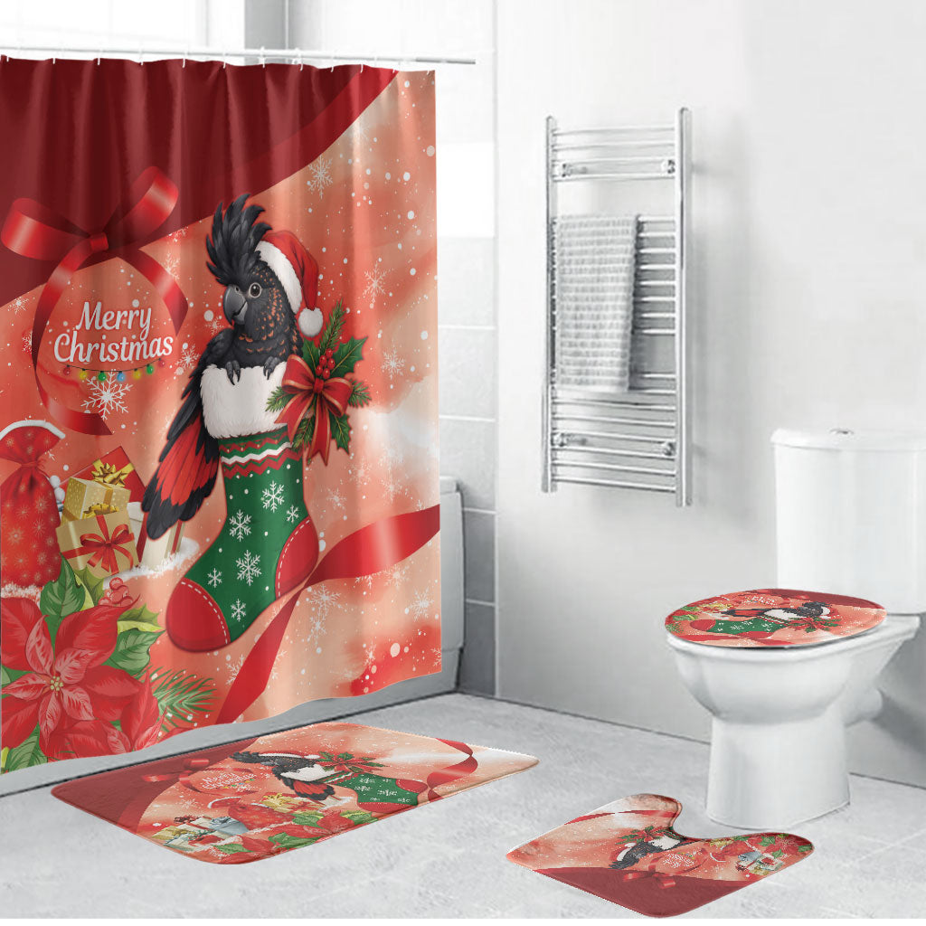 Black Cockatoo Christmas Australia Bathroom Set Aussie Xmas Sock Coquette Bow