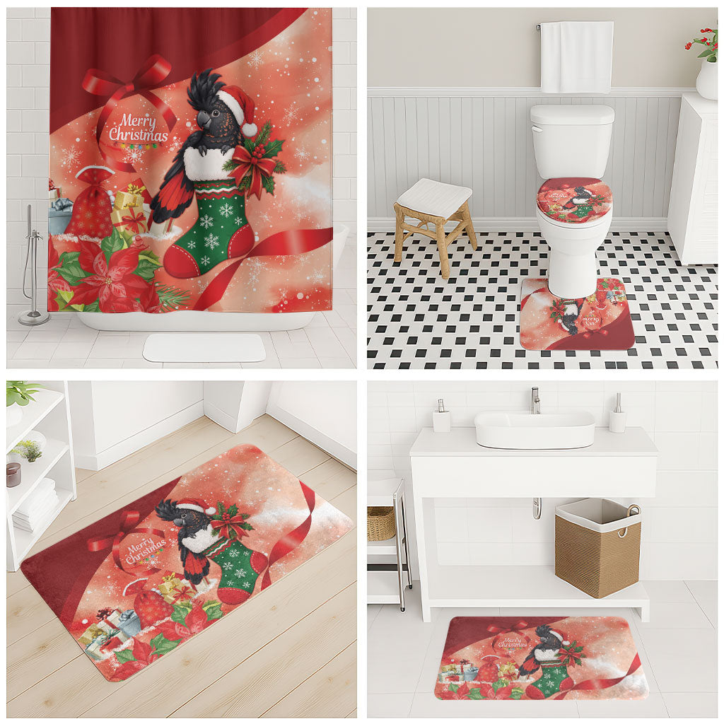 Black Cockatoo Christmas Australia Bathroom Set Aussie Xmas Sock Coquette Bow