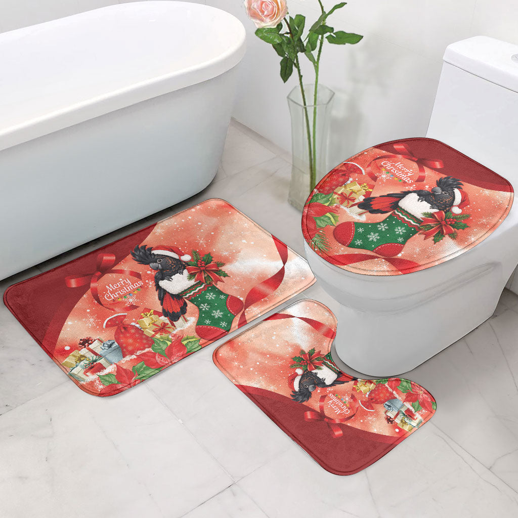Black Cockatoo Christmas Australia Bathroom Set Aussie Xmas Sock Coquette Bow