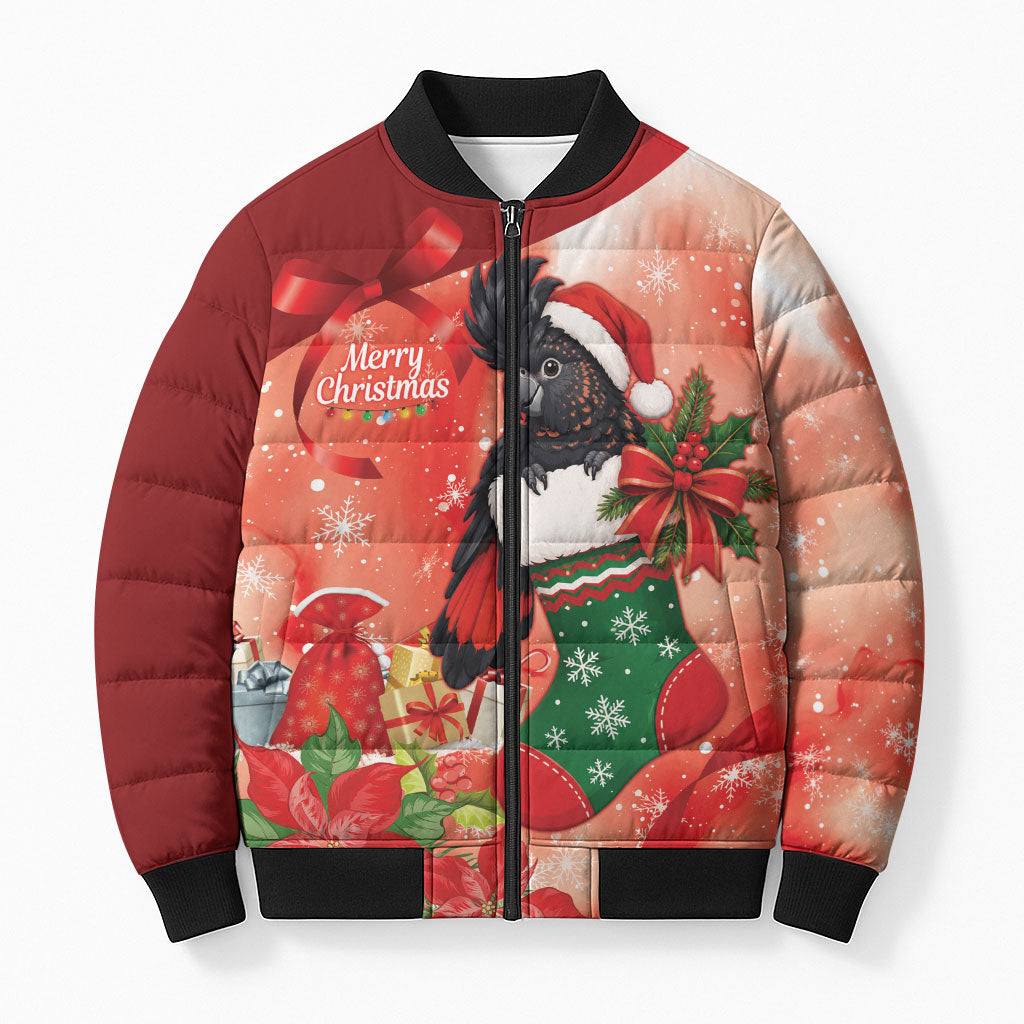 Black Cockatoo Christmas Australia Bomber Puffer Jacket Aussie Xmas Sock Coquette Bow