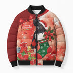 Black Cockatoo Christmas Australia Bomber Puffer Jacket Aussie Xmas Sock Coquette Bow