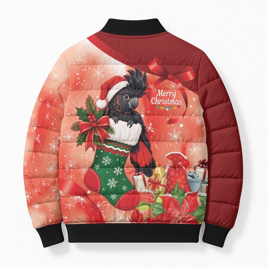 Black Cockatoo Christmas Australia Bomber Puffer Jacket Aussie Xmas Sock Coquette Bow