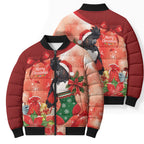 Black Cockatoo Christmas Australia Bomber Puffer Jacket Aussie Xmas Sock Coquette Bow
