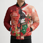 Black Cockatoo Christmas Australia Bomber Puffer Jacket Aussie Xmas Sock Coquette Bow