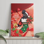 Black Cockatoo Christmas Australia Canvas Wall Art Aussie Xmas Sock Coquette Bow