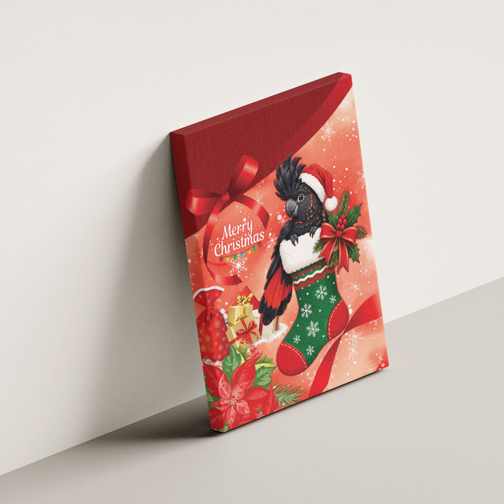 Black Cockatoo Christmas Australia Canvas Wall Art Aussie Xmas Sock Coquette Bow