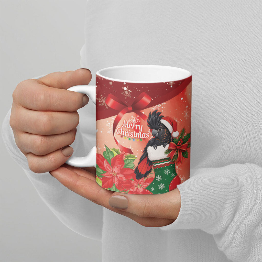 Black Cockatoo Christmas Australia Ceramic Mug Aussie Xmas Sock Coquette Bow