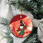 Black Cockatoo Christmas Australia Ceramic Ornament Aussie Xmas Sock Coquette Bow