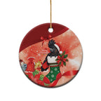 Black Cockatoo Christmas Australia Ceramic Ornament Aussie Xmas Sock Coquette Bow