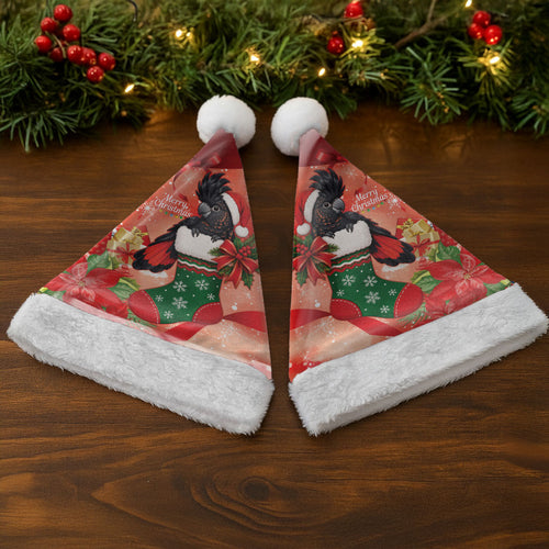 Black Cockatoo Christmas Australia Christmas Santa Hat Aussie Xmas Sock Coquette Bow