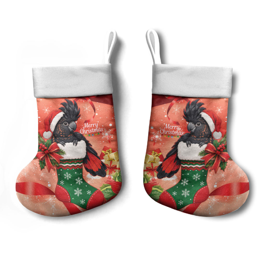 Black Cockatoo Christmas Australia Christmas Stocking Aussie Xmas Sock Coquette Bow
