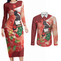 Black Cockatoo Christmas Australia Couples Matching Long Sleeve Bodycon Dress and Long Sleeve Button Shirt Aussie Xmas Sock Coquette Bow