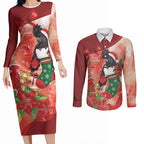 Black Cockatoo Christmas Australia Couples Matching Long Sleeve Bodycon Dress and Long Sleeve Button Shirt Aussie Xmas Sock Coquette Bow