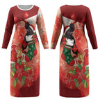 Black Cockatoo Christmas Australia Couples Matching Long Sleeve Bodycon Dress and Long Sleeve Button Shirt Aussie Xmas Sock Coquette Bow
