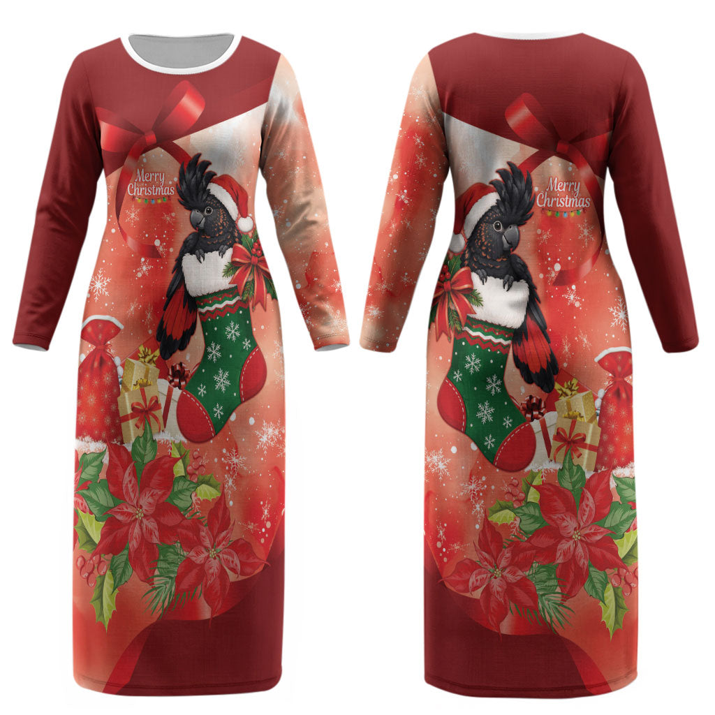 Black Cockatoo Christmas Australia Couples Matching Long Sleeve Bodycon Dress and Long Sleeve Button Shirt Aussie Xmas Sock Coquette Bow