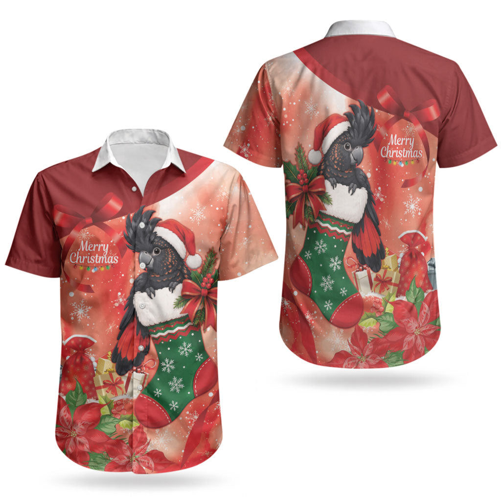 Black Cockatoo Christmas Australia Couples Matching Off Shoulder Short Dress and Hawaiian Shirt Aussie Xmas Sock Coquette Bow