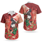 Black Cockatoo Christmas Australia Couples Matching Off Shoulder Short Dress and Hawaiian Shirt Aussie Xmas Sock Coquette Bow