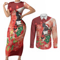 Black Cockatoo Christmas Australia Couples Matching Short Sleeve Bodycon Dress and Long Sleeve Button Shirt Aussie Xmas Sock Coquette Bow