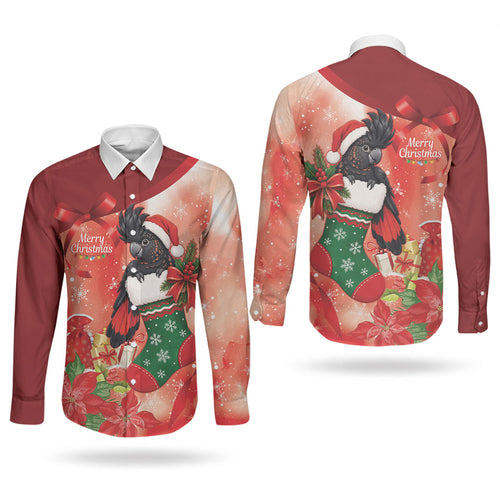 Black Cockatoo Christmas Australia Couples Matching Short Sleeve Bodycon Dress and Long Sleeve Button Shirt Aussie Xmas Sock Coquette Bow