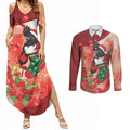 Black Cockatoo Christmas Australia Couples Matching Summer Maxi Dress and Long Sleeve Button Shirt Aussie Xmas Sock Coquette Bow