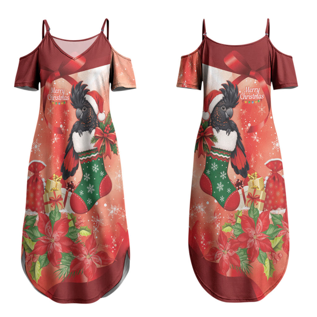 Black Cockatoo Christmas Australia Couples Matching Summer Maxi Dress and Long Sleeve Button Shirt Aussie Xmas Sock Coquette Bow
