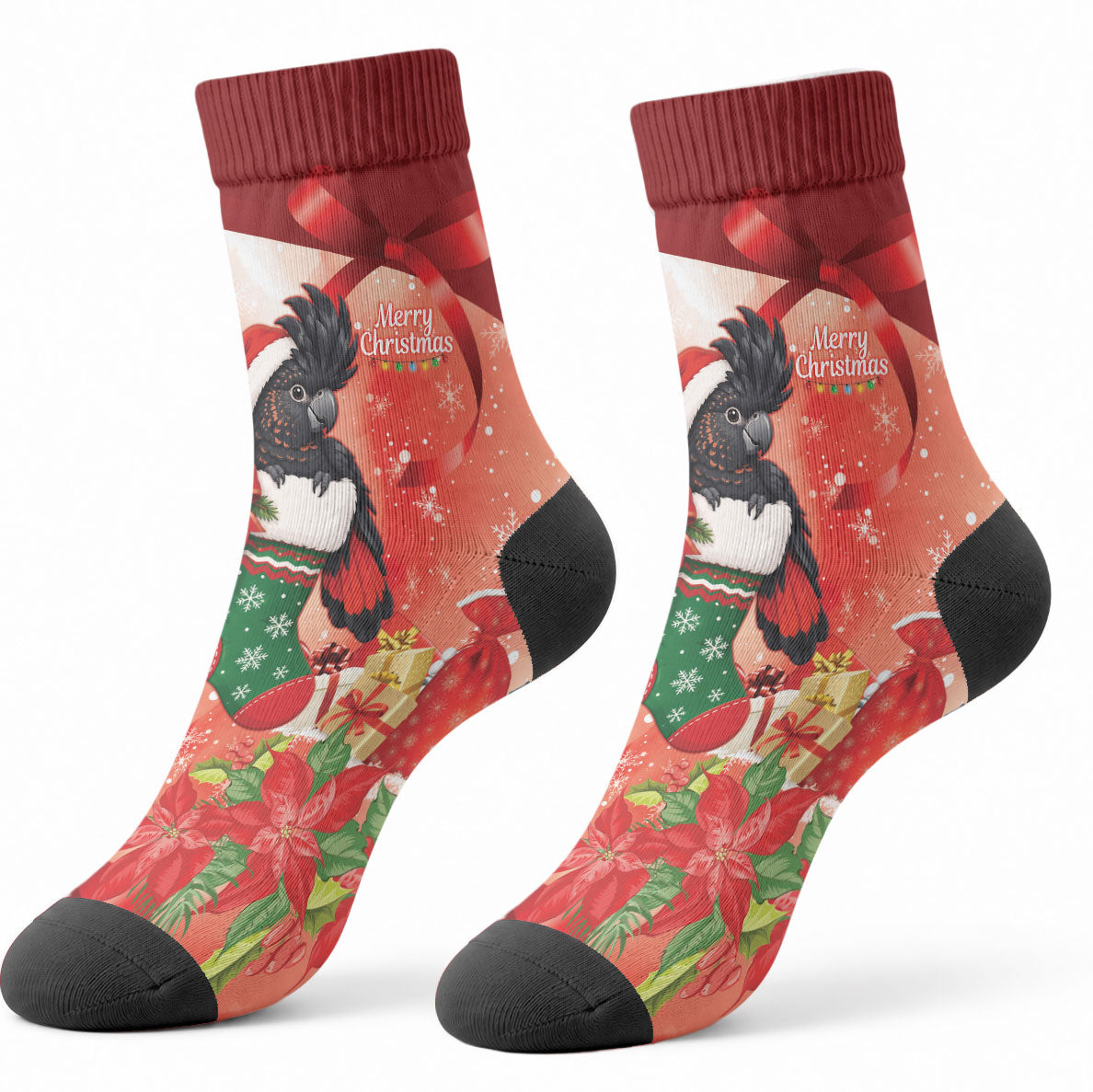 Black Cockatoo Christmas Australia Crew Socks Aussie Xmas Sock Coquette Bow