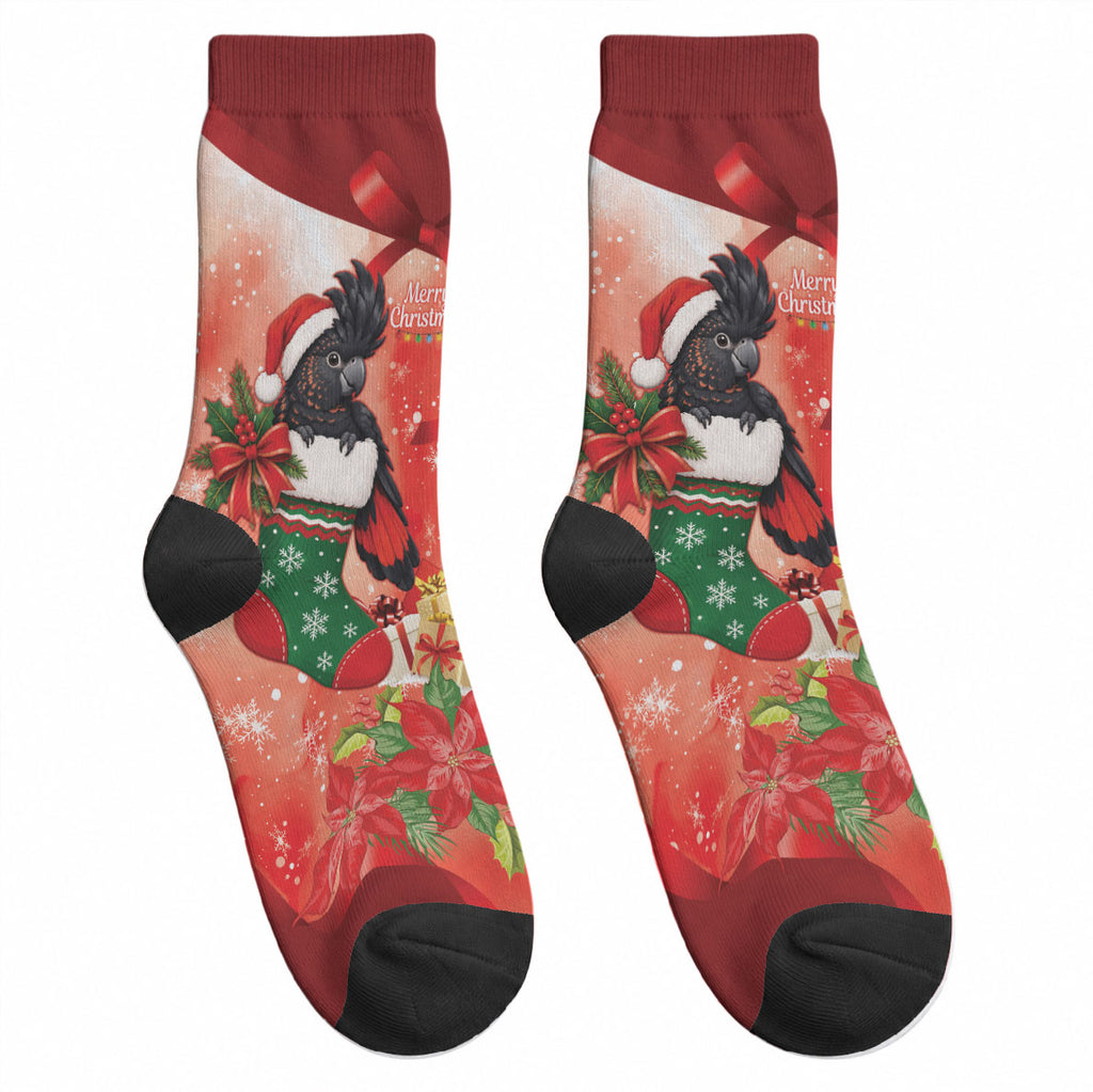 Black Cockatoo Christmas Australia Crew Socks Aussie Xmas Sock Coquette Bow