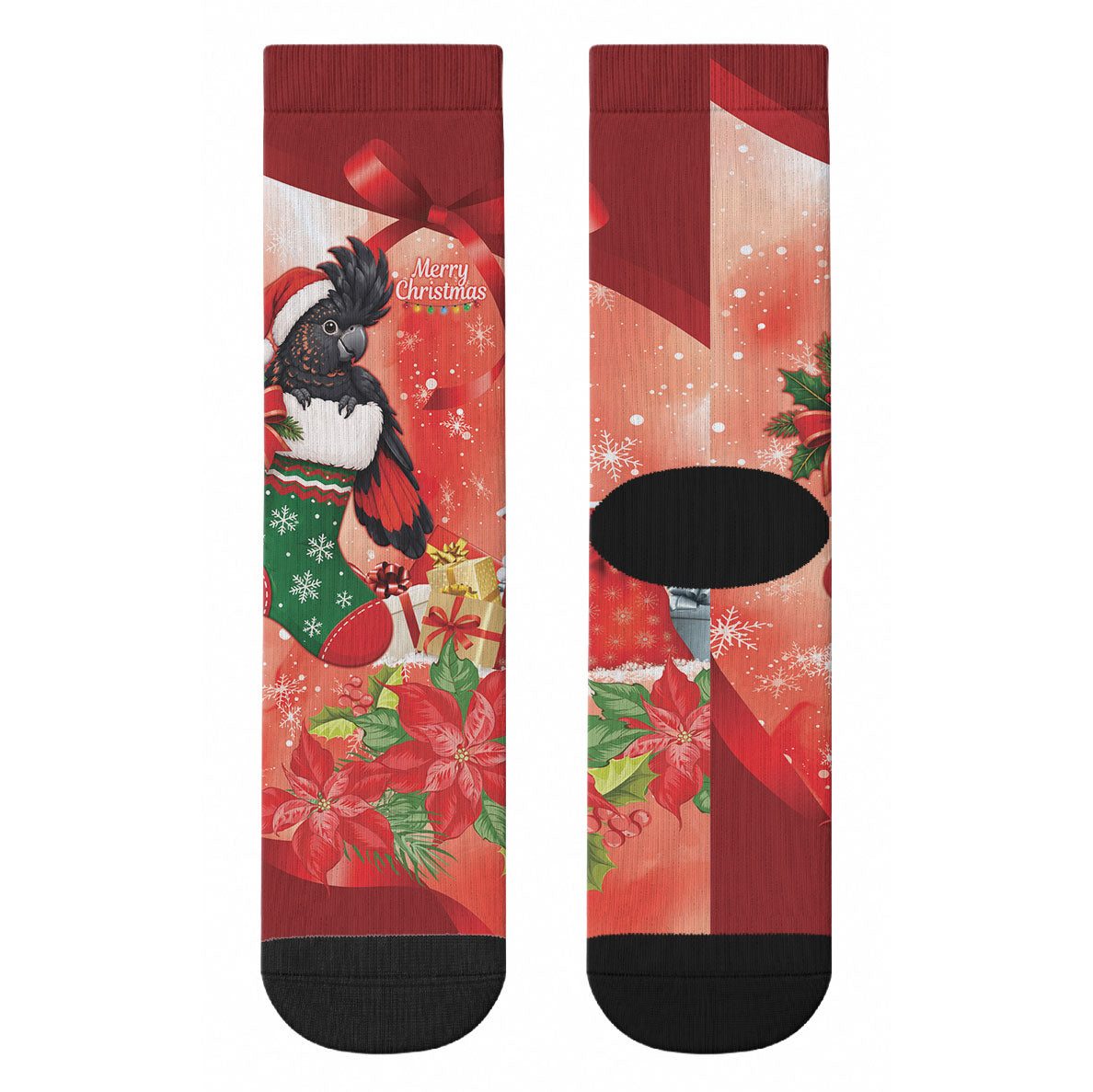 Black Cockatoo Christmas Australia Crew Socks Aussie Xmas Sock Coquette Bow