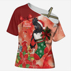 Black Cockatoo Christmas Australia Cross Shoulder Shirt Aussie Xmas Sock Coquette Bow