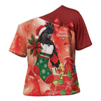 Black Cockatoo Christmas Australia Cross Shoulder Shirt Aussie Xmas Sock Coquette Bow