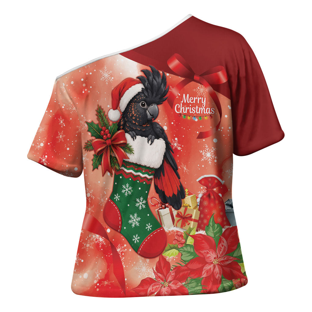 Black Cockatoo Christmas Australia Cross Shoulder Shirt Aussie Xmas Sock Coquette Bow
