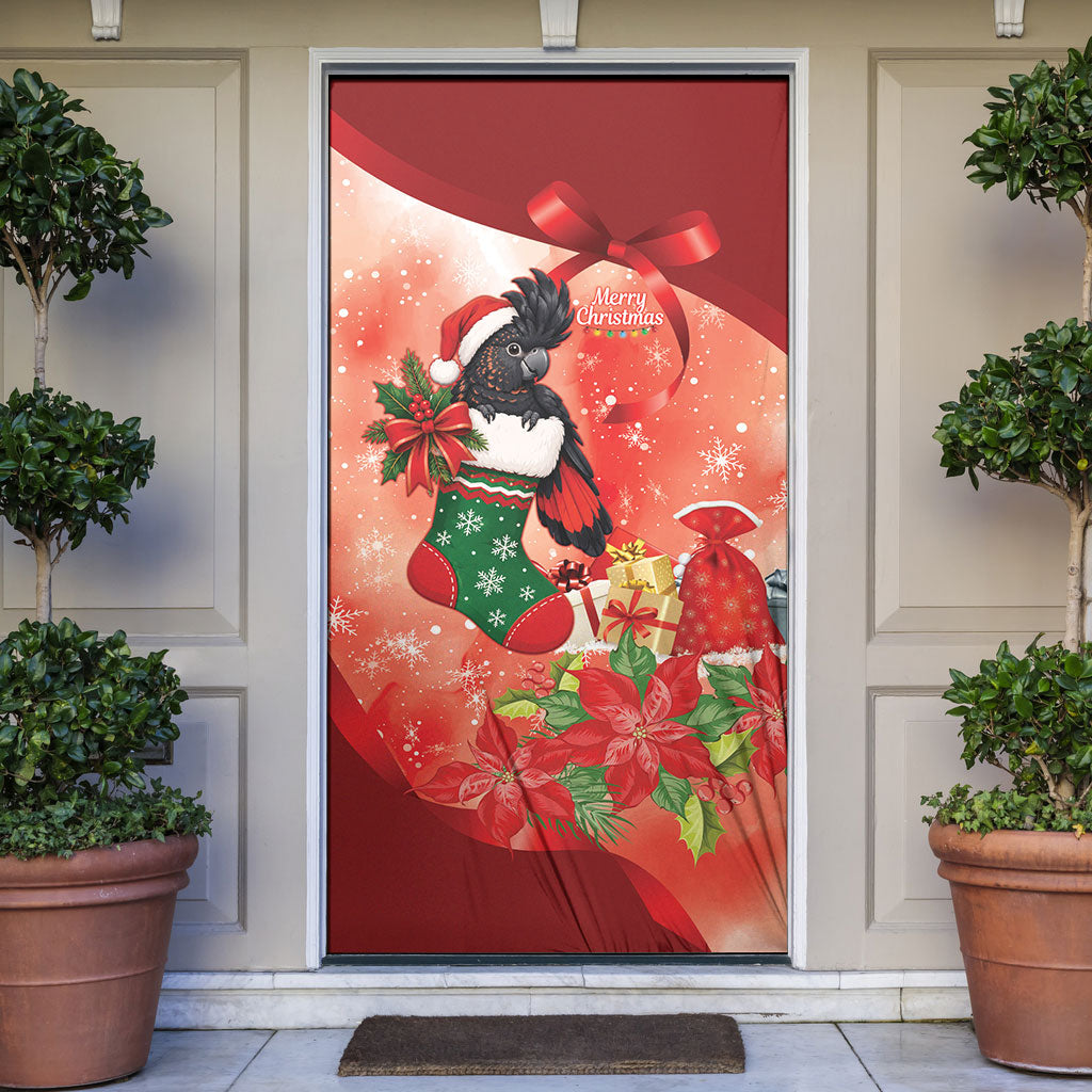 Black Cockatoo Christmas Australia Door Cover Aussie Xmas Sock Coquette Bow