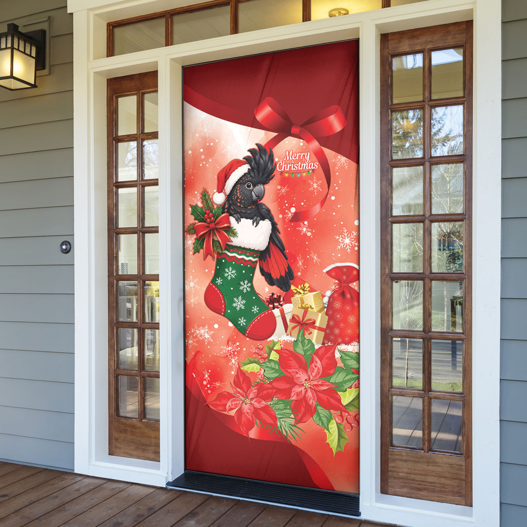 Black Cockatoo Christmas Australia Door Cover Aussie Xmas Sock Coquette Bow
