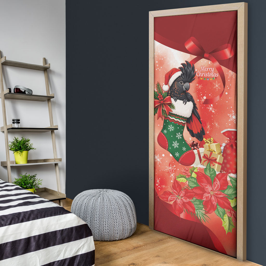 Black Cockatoo Christmas Australia Door Cover Aussie Xmas Sock Coquette Bow