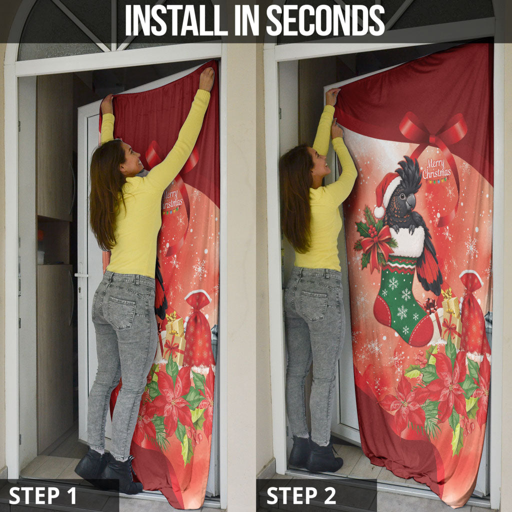 Black Cockatoo Christmas Australia Door Cover Aussie Xmas Sock Coquette Bow
